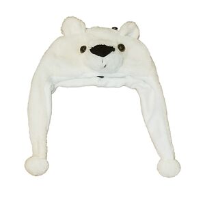 Polar Bear Spirit Hood Ski Hat Animal Hat Fleece lined, White, One Size